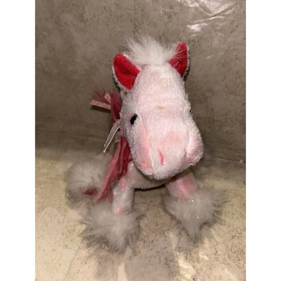 Dan Dee Pink Flying Horse Pegasus Unicorn Plush 7" Stuffed Animal With Bow - Picture 7 of 11